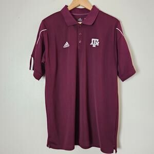 Texas A&M Adidas Men's Polo Short Sleeve Shirt Maroon NCAA Climacool Medium